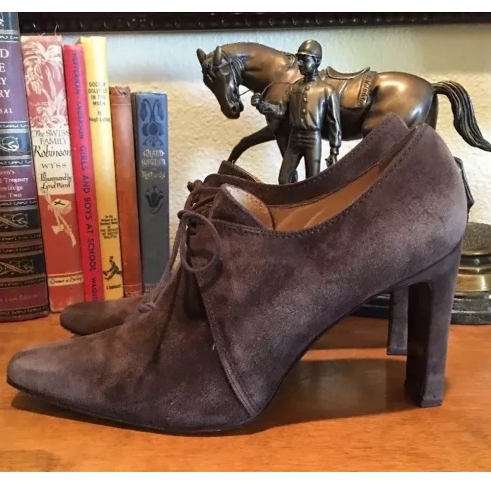 ELLEN TRACY Suede Victorian Granny Heels 8.5 Italy